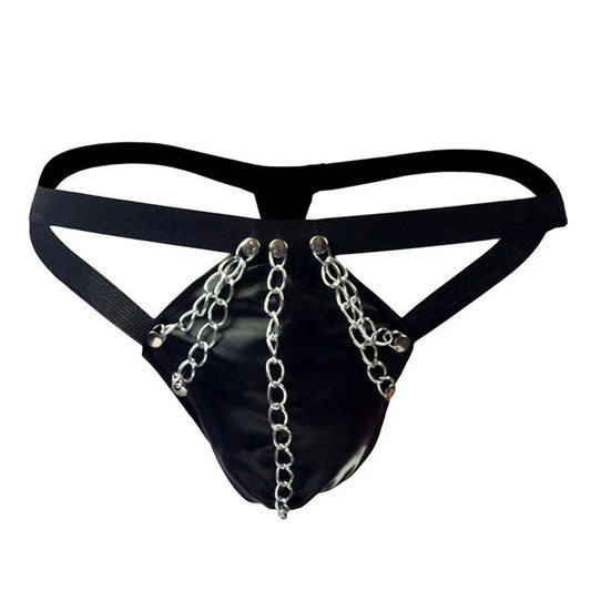 Faux Leather Chain G-String